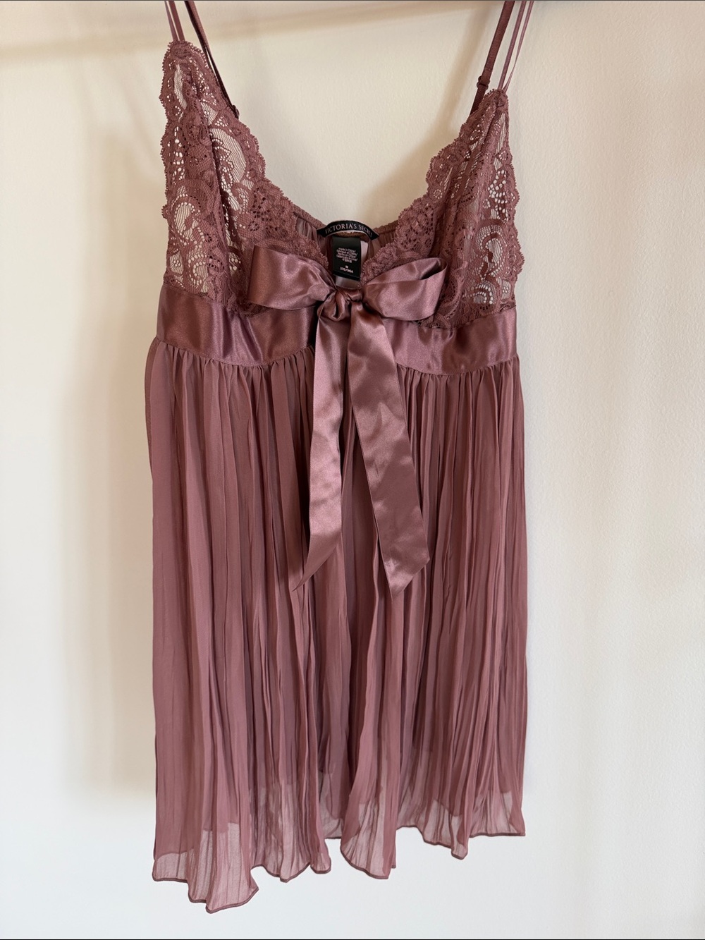 NWT Victoria's Secret Dusty Rose Lace & Satin Bow Babydoll